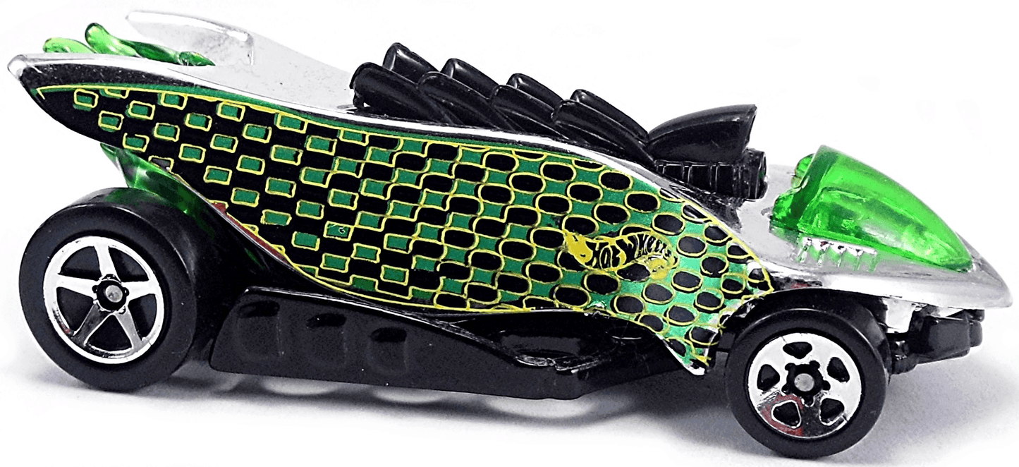 Hot Wheels 1998 Collector 753 Treasure Hunt Series 5 12 Turbo Flame Chrome with Green Black Checkers 5 Spoke Wheels USA