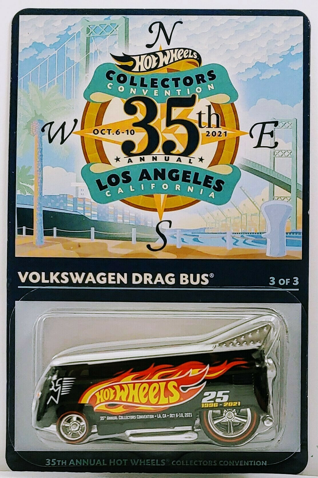 Hot Wheels 2021 - 35th Annual Collector's Convention - Los Angeles, CA - 3 of 3 - Volkswagen Drag Bus - Silver over Black - Metal/Metal & Real Riders - Limited to 4,000
