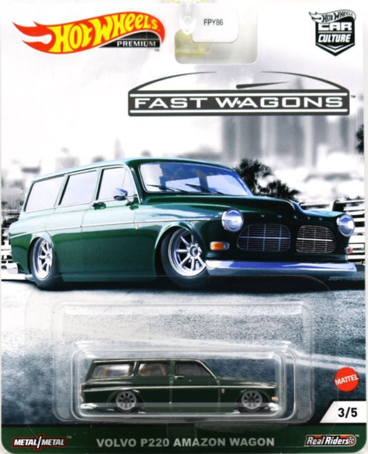 Hot Wheels 2021 - Premium / Car Culture / Fast Wagons 3/5 - Volvo P220 Amazon Wagon - Dark Green - Metal/Metal & Real Riders